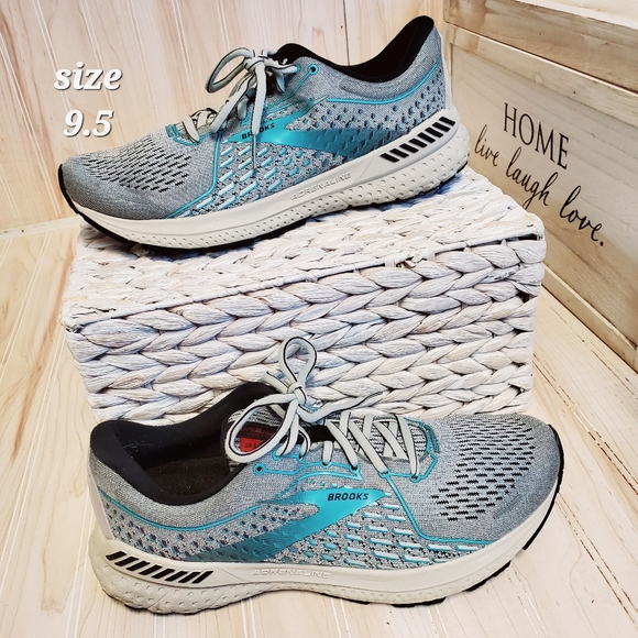 Brooks Adrenaline GTS 21 Women's Shoes Size 9.5 Gray Running Sneakers Grey/Teal - Picture 2 of 7